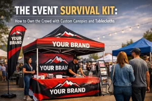 Read more about the article The Event Survival Kit: How to Own the Crowd with Custom Canopies and Tablecloths